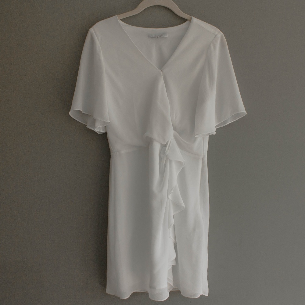White Ruffled Wrap Dress